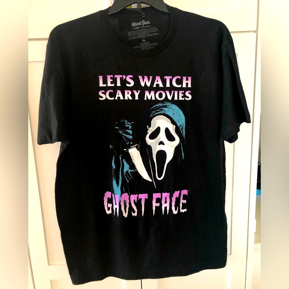 SCREAM Ghostface Let’s Watch Scary Movies Men’s Black Shirt Size L - NWOT